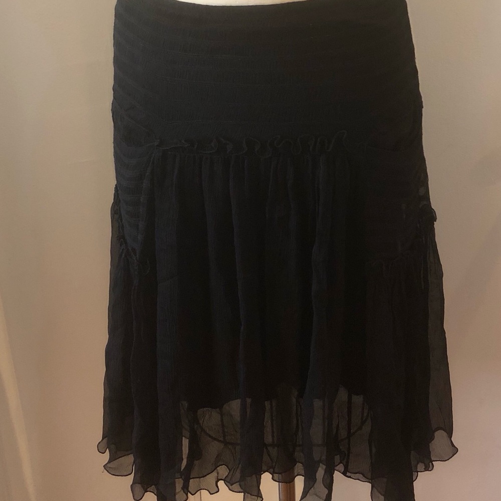 Max Studio Black Silk High/Low Flowy Skirt - Small